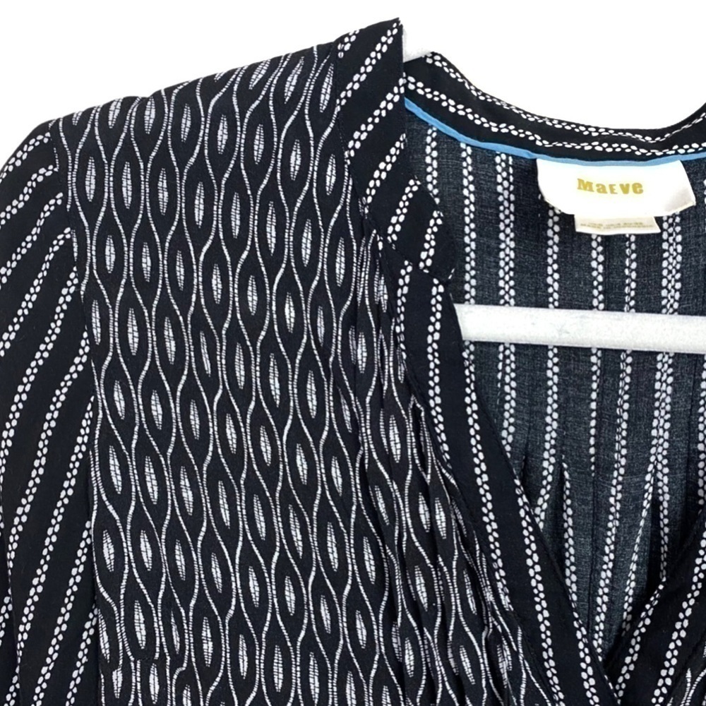 Anthropologie Maeve Black White Button Up Blouse - Picture 7 of 8